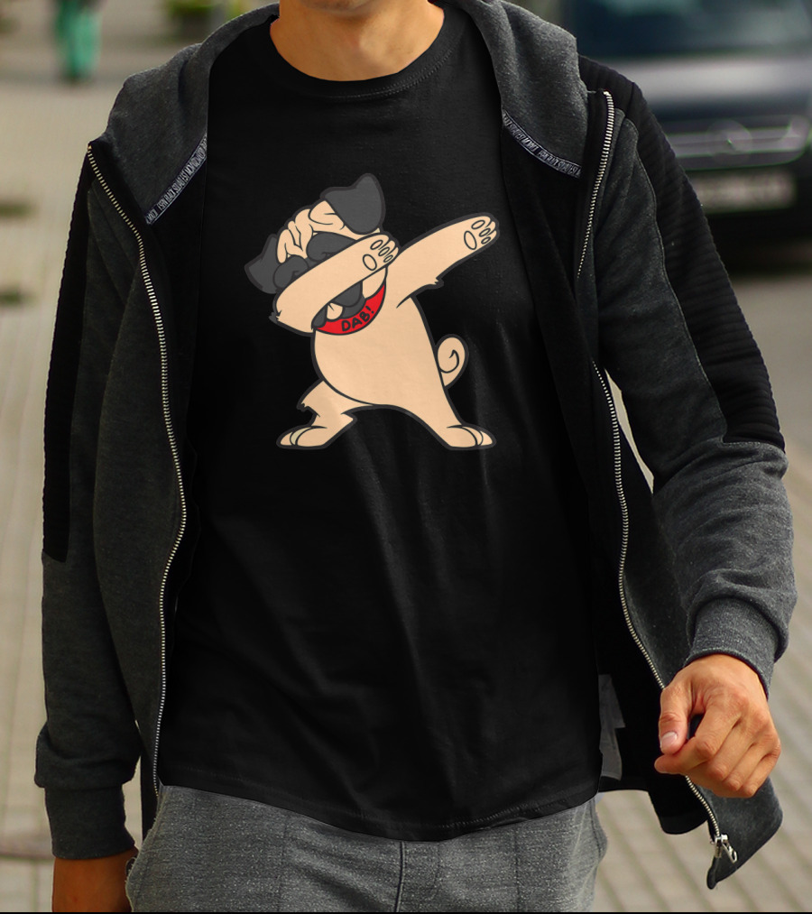 Pug Dabbing Dance Dab Collar Puppy Dog Cool T-Shirt