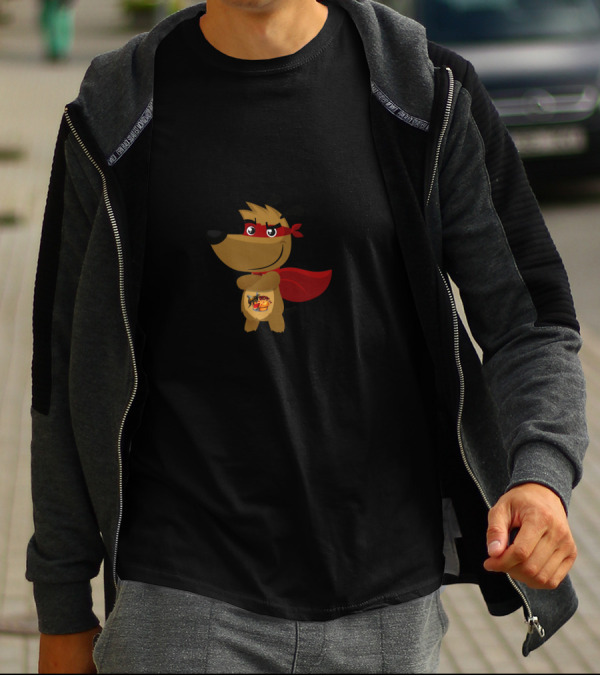 That's My Dog Superhero Cartoon Character With Red Mask And Cape T-Shirt