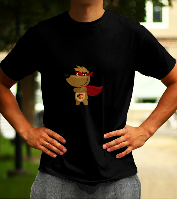 That's My Dog Superhero Cartoon Character With Red Mask And Cape T-Shirt