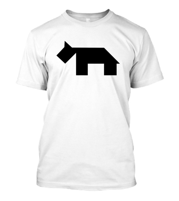 Black Dog Tangram Geometric Silhouette Design Minimalist T-Shirt