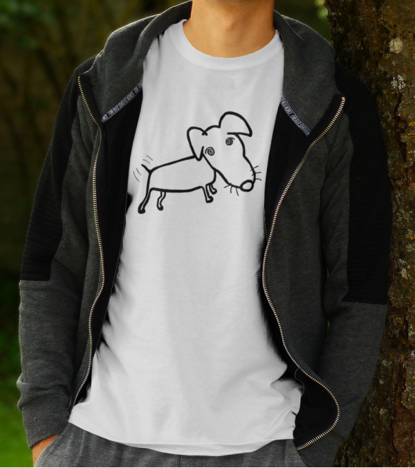 Doodle Dog #1 Black And White Sketch With Playful Curves And Simple Line T-Shirt
