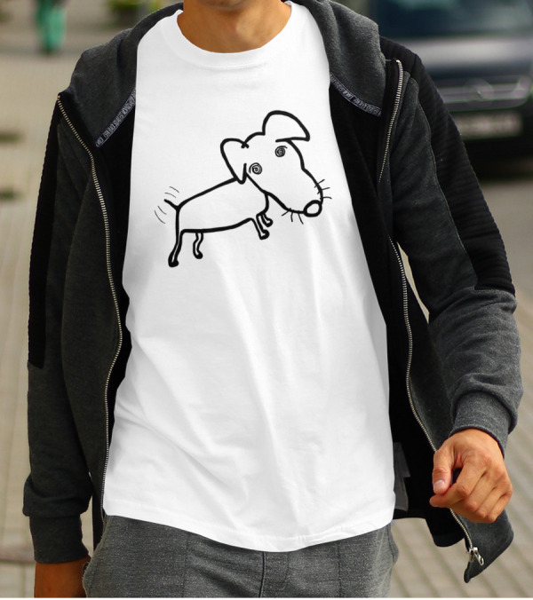 Doodle Dog #1 Black And White Sketch With Playful Curves And Simple Line T-Shirt
