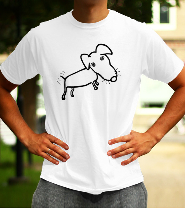 Doodle Dog #1 Black And White Sketch With Playful Curves And Simple Line T-Shirt
