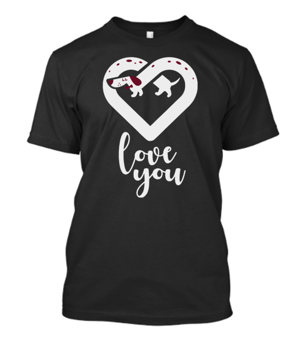 Love You Dachshund Heart Shape Dog T-Shirt