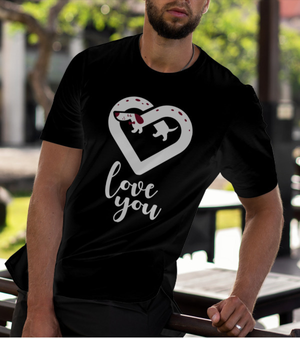 Love You Dachshund Heart Shape Dog T-Shirt