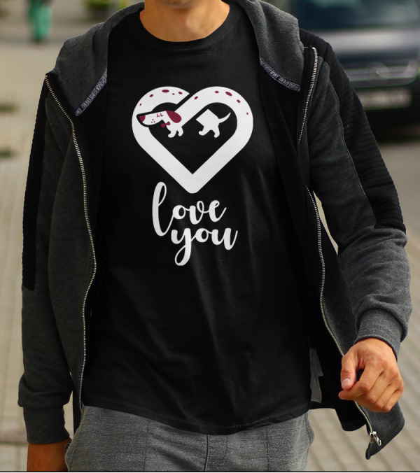 Love You Dachshund Heart Shape Dog T-Shirt