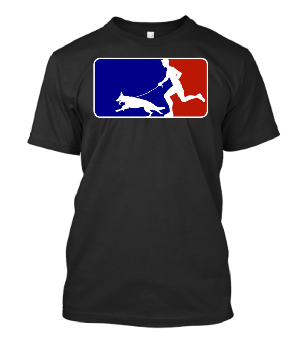 Major League Dog Walker Silhouette With Blue Red Sports T-Shirt