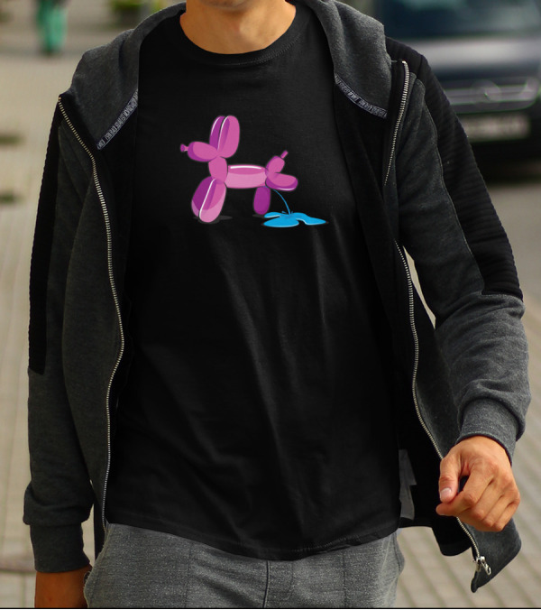 Naughty Dog Purple Balloon Animal Peeing T-Shirt