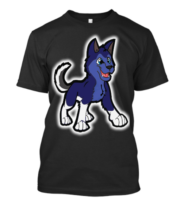 Playful Cartoon Blue Siberian Husky Puppy T-Shirt