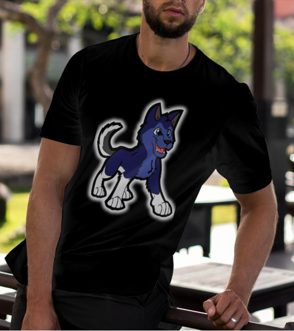 Playful Cartoon Blue Siberian Husky Puppy T-Shirt