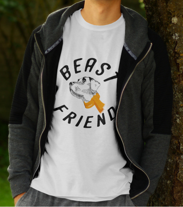 BEAST FRIEND DOG WITH ORANGE SCARF T-Shirt