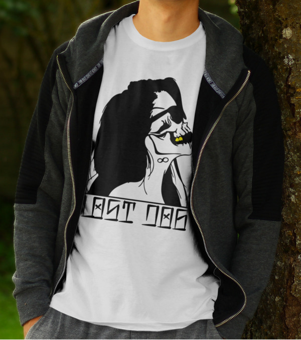 Lost Dog Dark Silhouette With Glowing Yellow Eyes T-Shirt