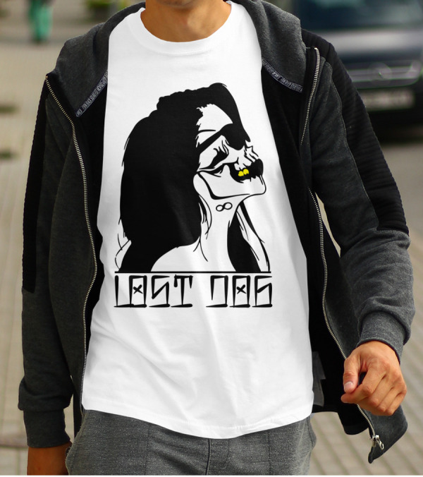 Lost Dog Dark Silhouette With Glowing Yellow Eyes T-Shirt