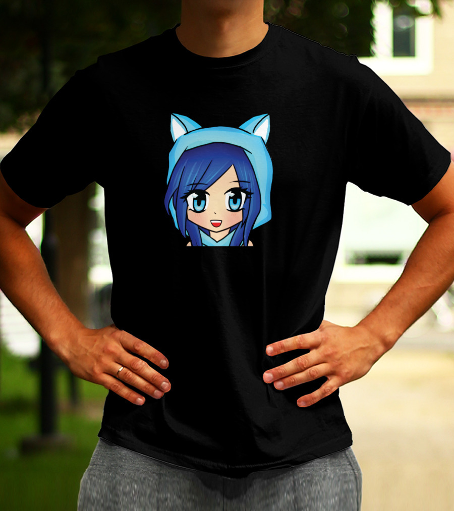 ItsFunneh Blue Anime Character With Cat Ears T-Shirt