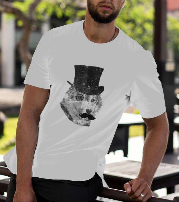 Elegant Canine Monocle And Top Hat Fashionado Dandy Dog Days T-Shirt