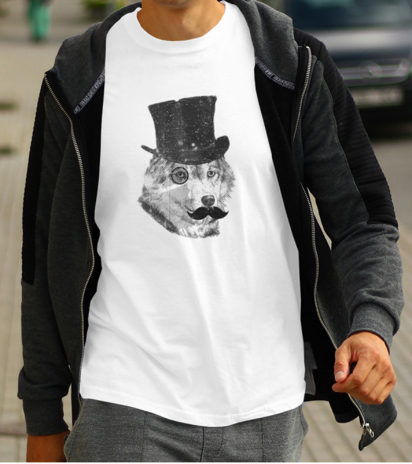 Elegant Canine Monocle And Top Hat Fashionado Dandy Dog Days T-Shirt