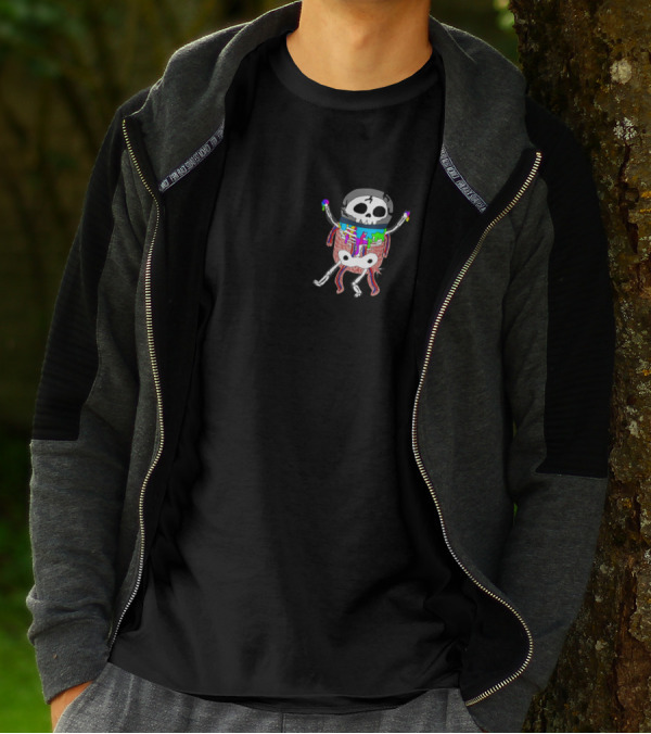 Trippy Space Dog Skeleton Abstract Psychedelic T-Shirt