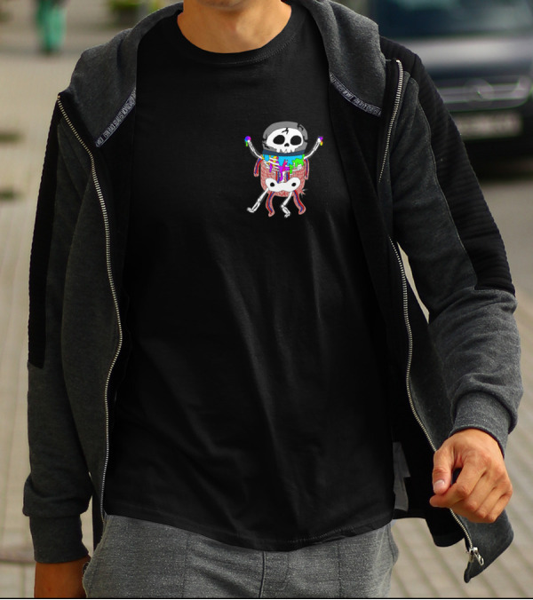 Trippy Space Dog Skeleton Abstract Psychedelic T-Shirt