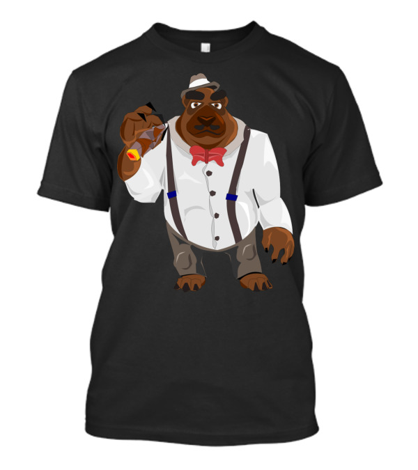 The Dog Ben Gangster Style With Red Bow And Suspenders T-Shirt