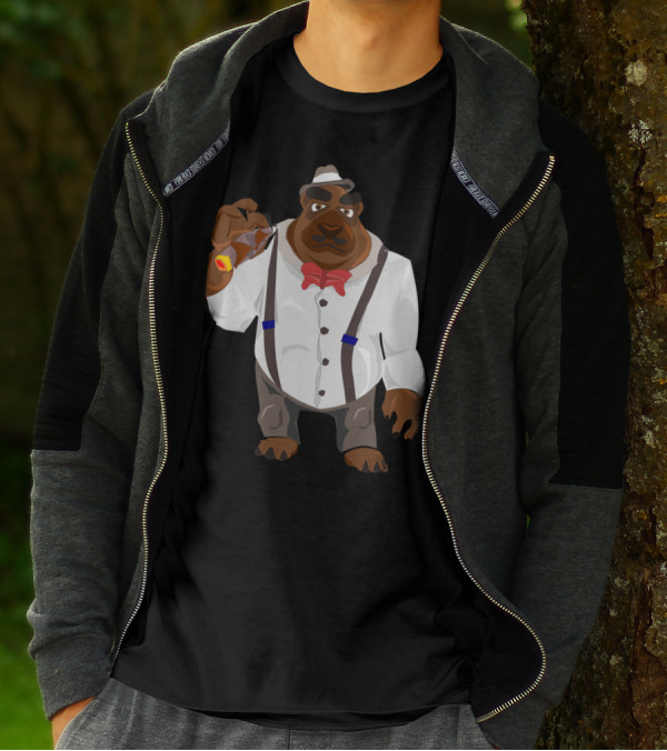 The Dog Ben Gangster Style With Red Bow And Suspenders T-Shirt
