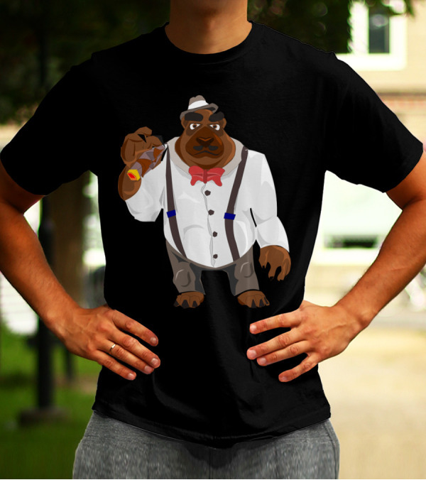 The Dog Ben Gangster Style With Red Bow And Suspenders T-Shirt