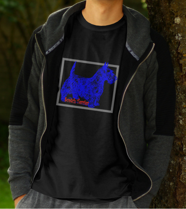 Scotch Terrier Blue Dog T-Shirt