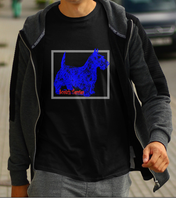 Scotch Terrier Blue Dog T-Shirt