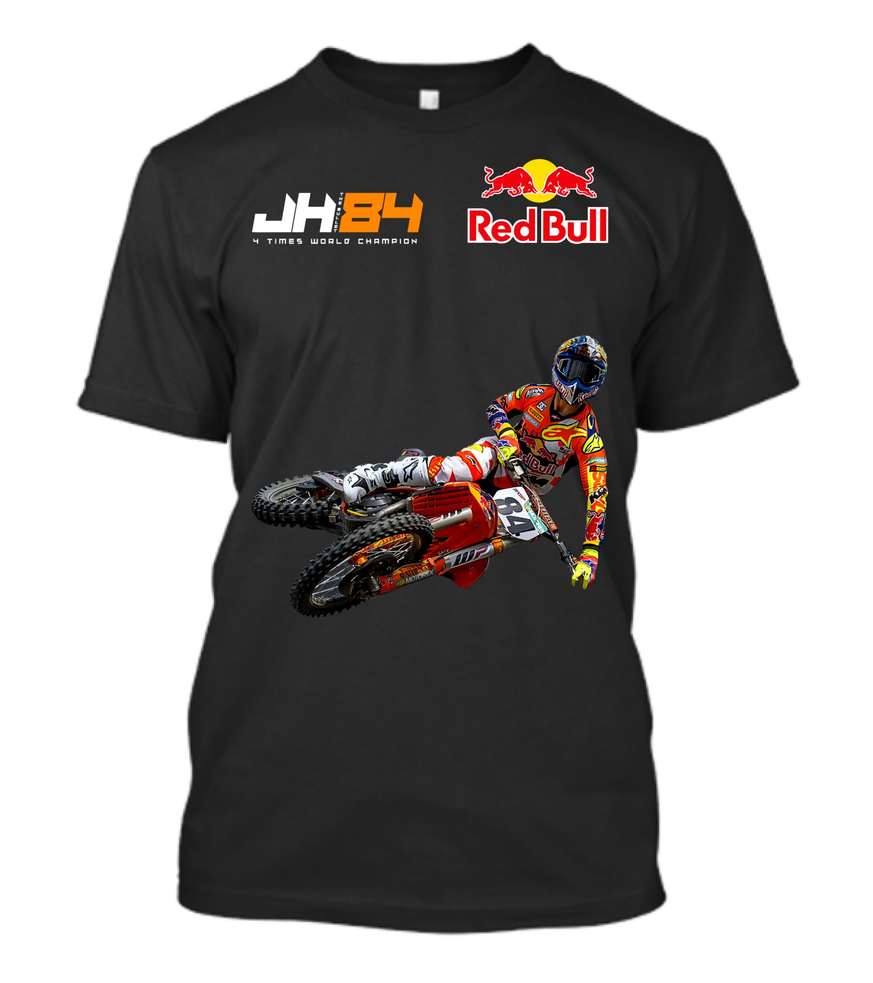 JH84 4 Times World Champion Red Bull Motocross Racer T-Shirt
