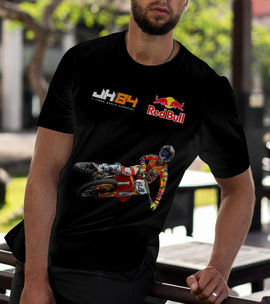 JH84 4 Times World Champion Red Bull Motocross Racer T-Shirt