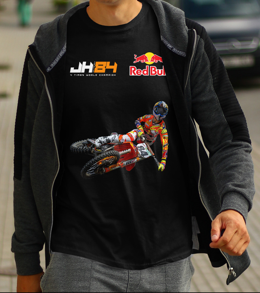 JH84 4 Times World Champion Red Bull Motocross Racer T-Shirt
