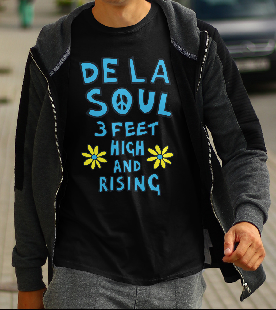 DE LA SOUL 3 Feet High And Rising With Peace Sign And Yellow Flowers T-Shirt