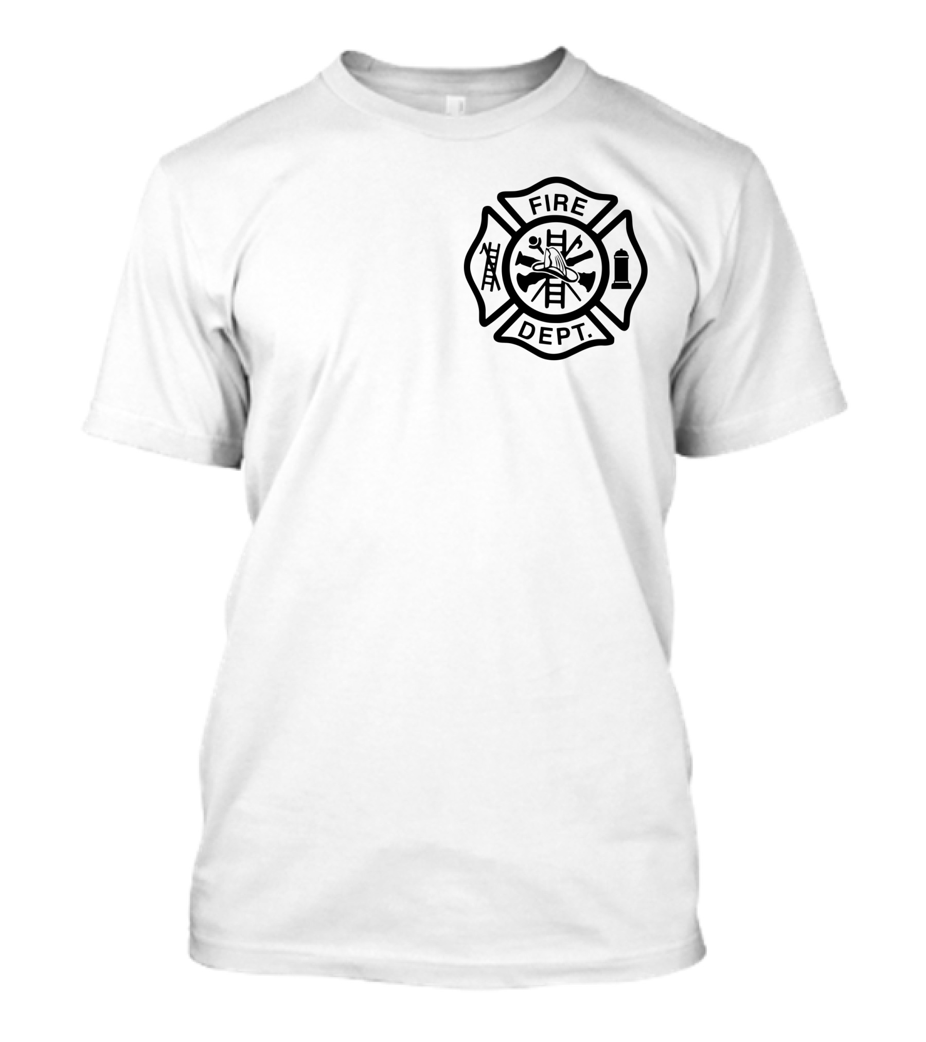 Firefighter Red Thin Line Fire Dept Maltese Cross Emblem T-Shirt