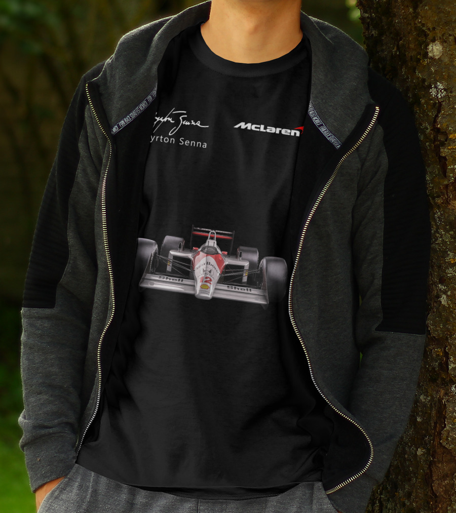 Ayrton Senna McLaren MP4/4 F1 Shell Racing Car T-Shirt