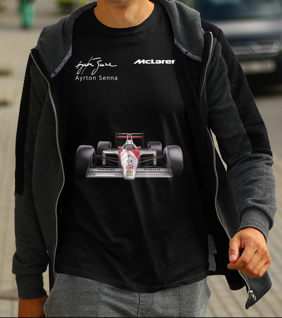 Ayrton Senna McLaren MP4/4 F1 Shell Racing Car T-Shirt