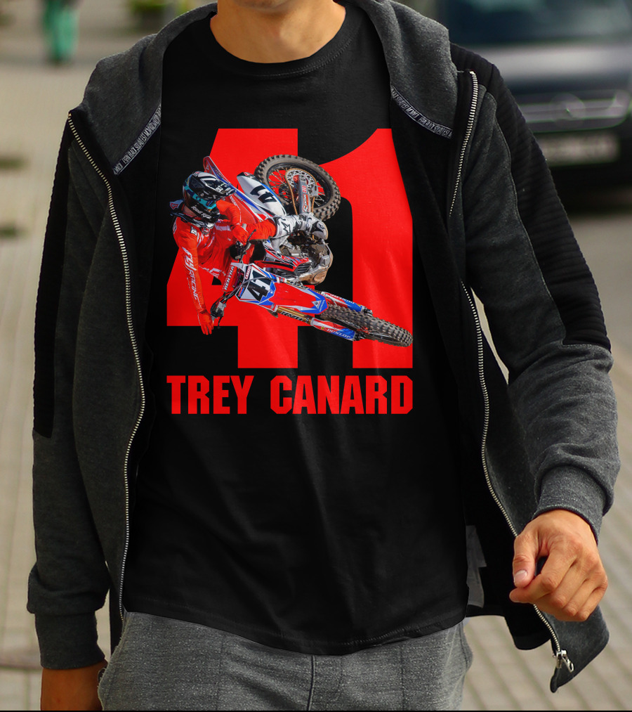 Trey Canard 41 Red Motocross Racer Action T-Shirt