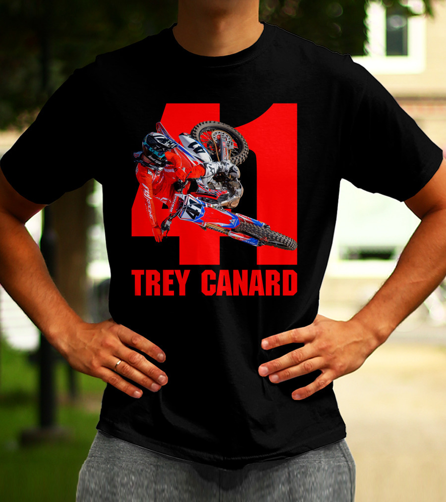 Trey Canard 41 Red Motocross Racer Action T-Shirt