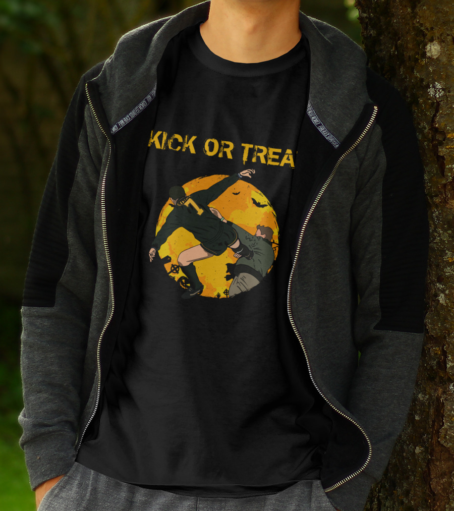 Kick Or Treat Soccer Halloween Action T-Shirt