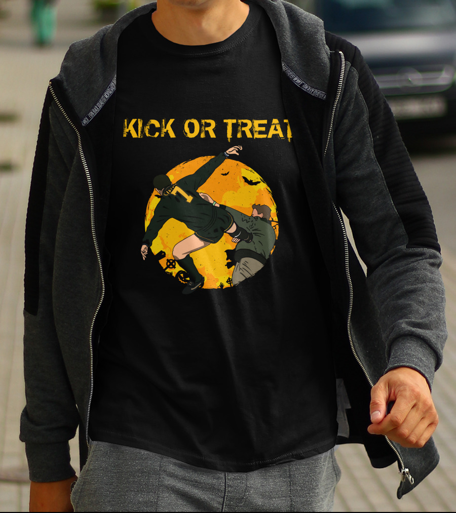 Kick Or Treat Soccer Halloween Action T-Shirt