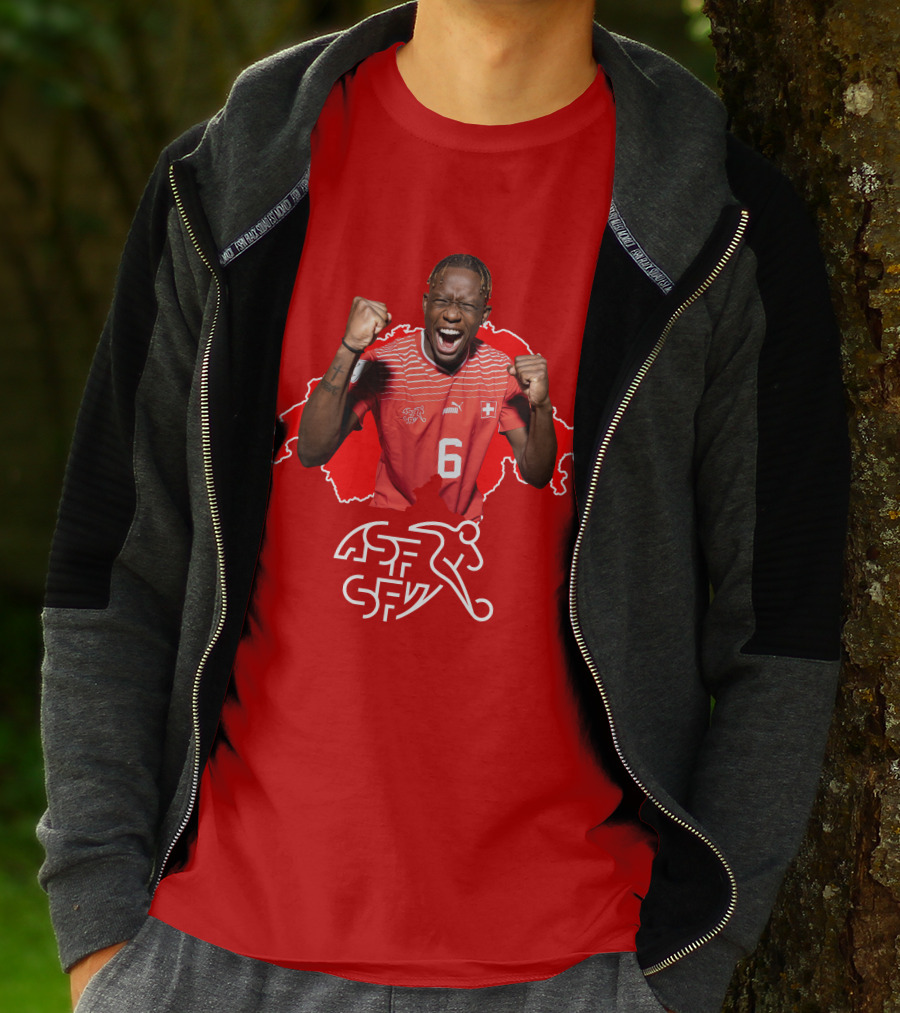 Denis Zakaria Switzerland National Team Football Jersey Map Background T-Shirt
