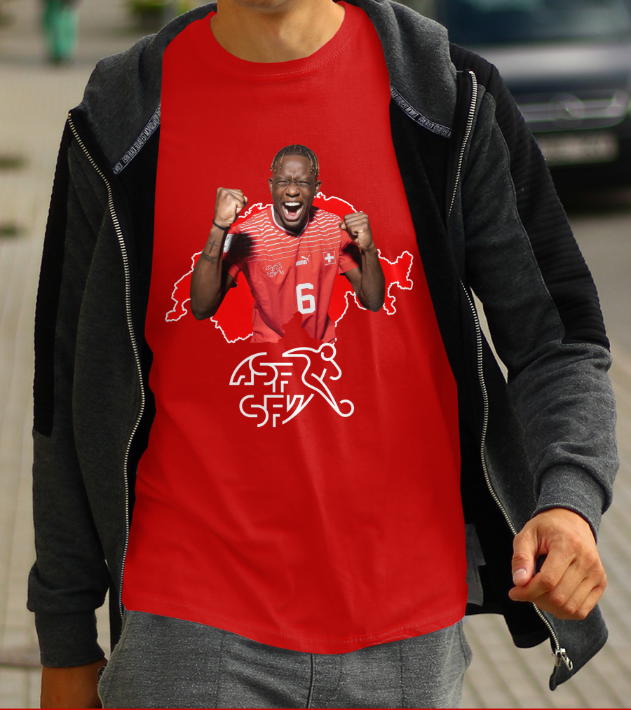 Denis Zakaria Switzerland National Team Football Jersey Map Background T-Shirt