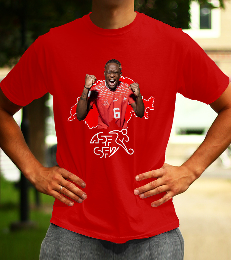 Denis Zakaria Switzerland National Team Football Jersey Map Background T-Shirt