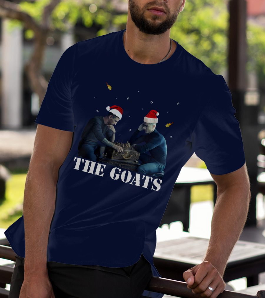 The Goat Xmas Chess Match With Santa Hats T-Shirt