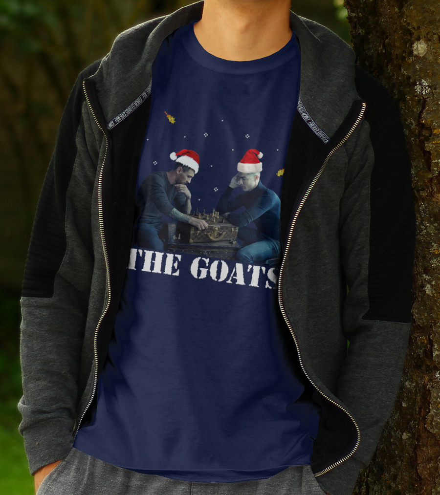 The Goat Xmas Chess Match With Santa Hats T-Shirt