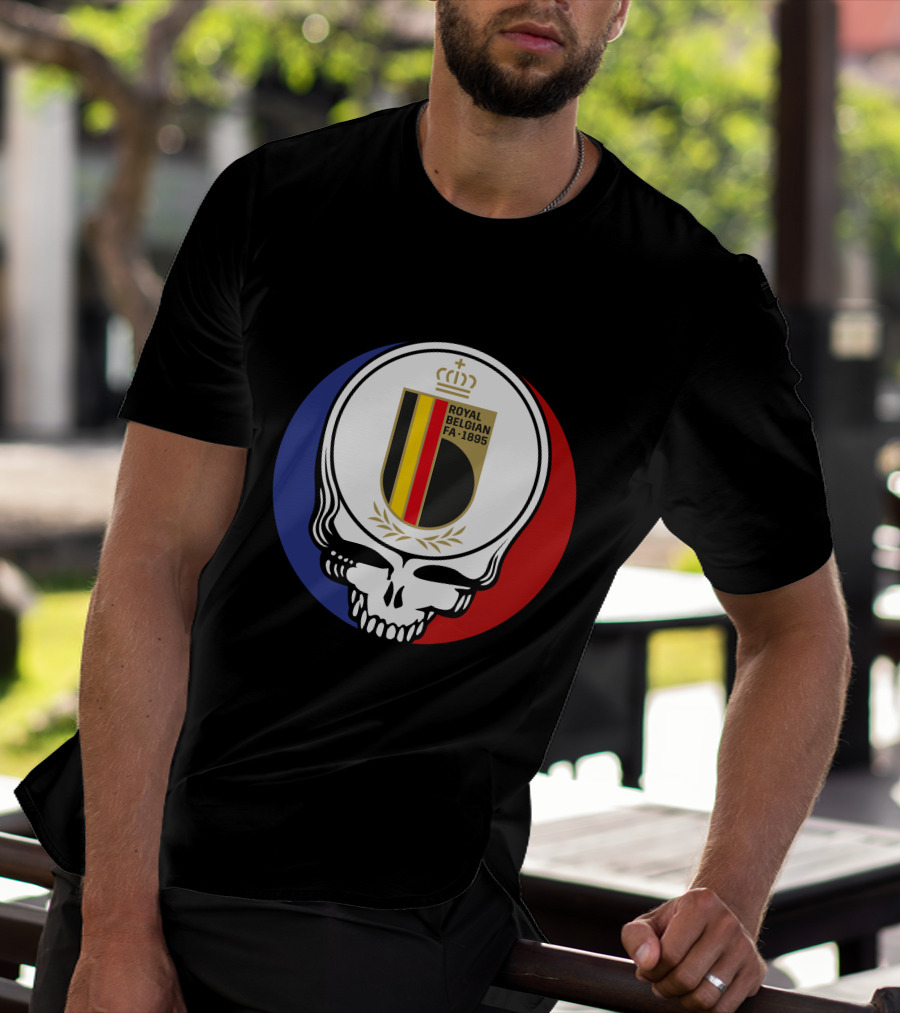 Belgian Red Devils Grateful Dead Royal Belgian FA 1895 Skull Emblem T-Shirt