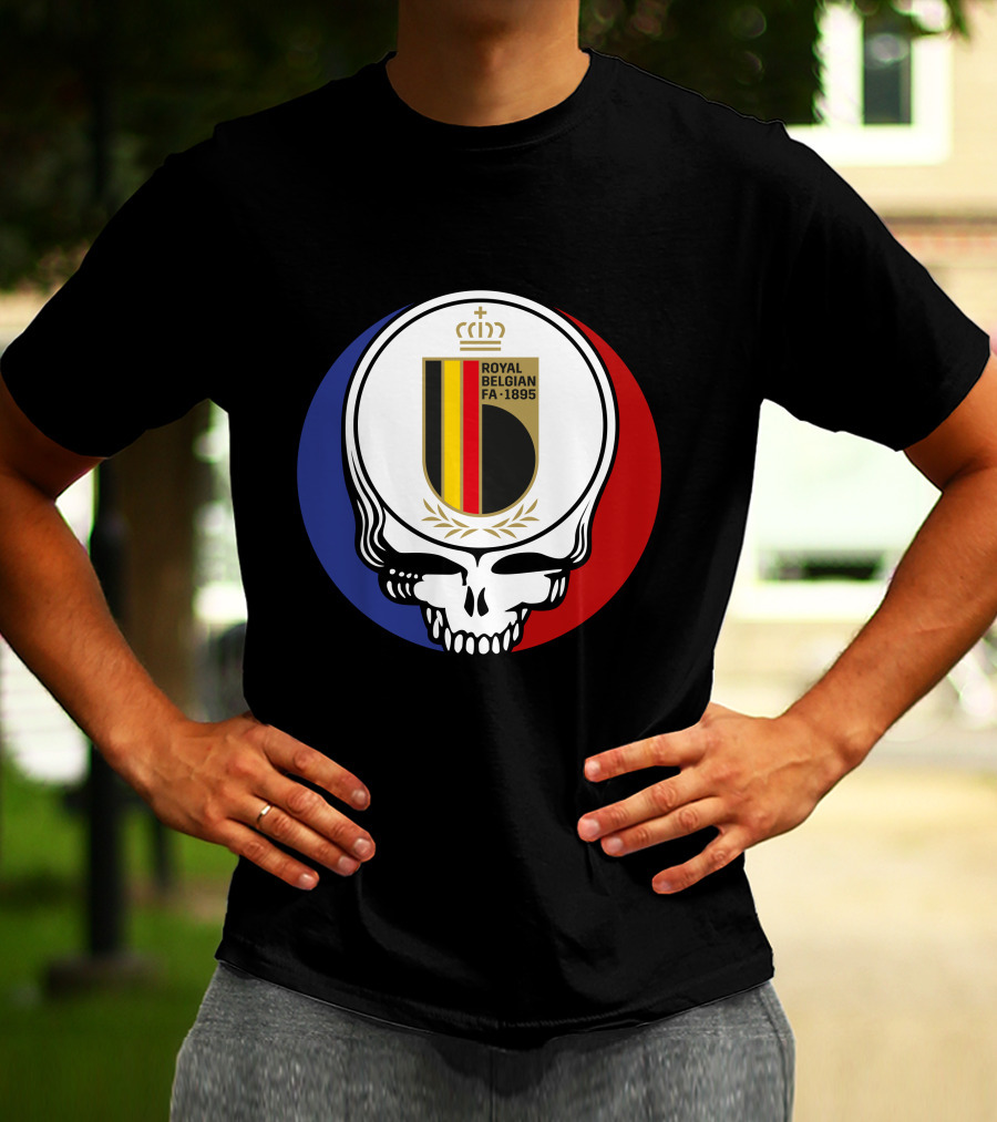 Belgian Red Devils Grateful Dead Royal Belgian FA 1895 Skull Emblem T-Shirt