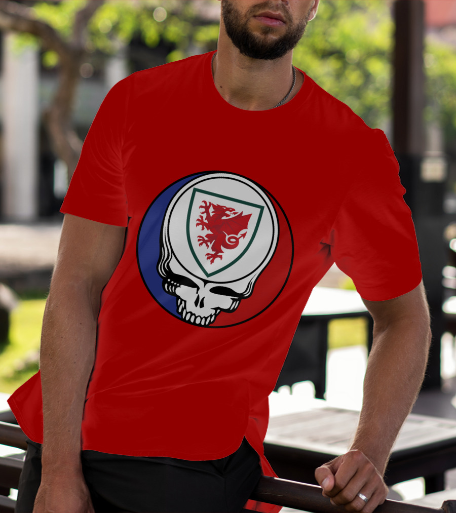 Wales National Football Team Grateful Dead Skull Emblem T-Shirt
