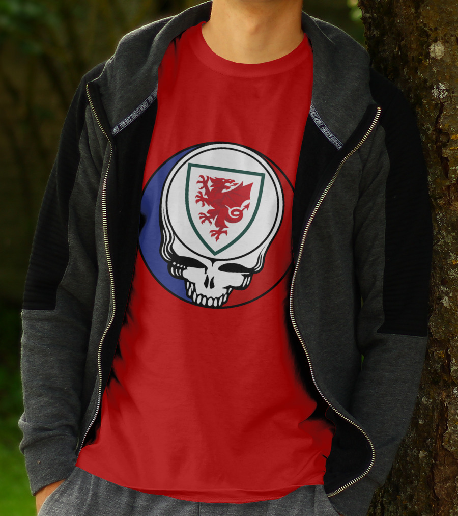 Wales National Football Team Grateful Dead Skull Emblem T-Shirt