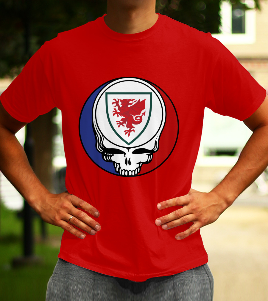 Wales National Football Team Grateful Dead Skull Emblem T-Shirt