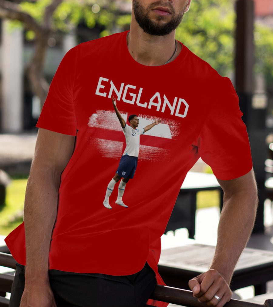 Jude Bellingham England Football Celebration With Red Cross T-Shirt