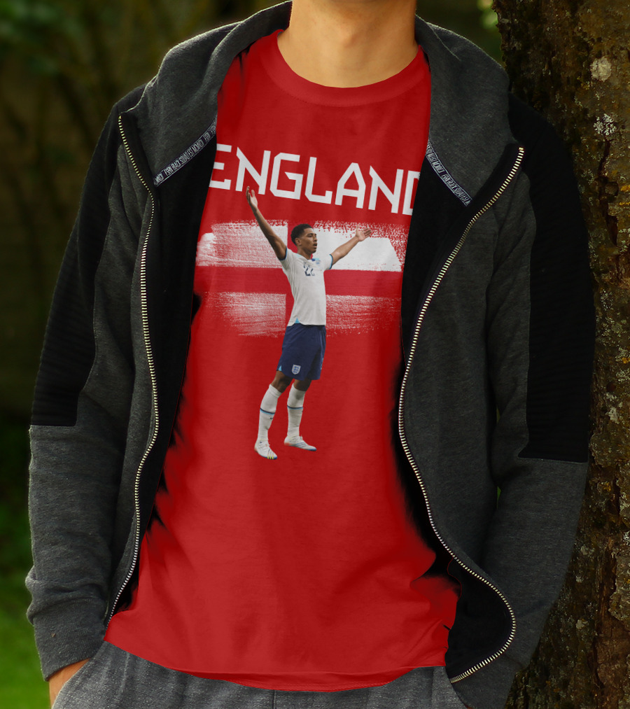 Jude Bellingham England Football Celebration With Red Cross T-Shirt